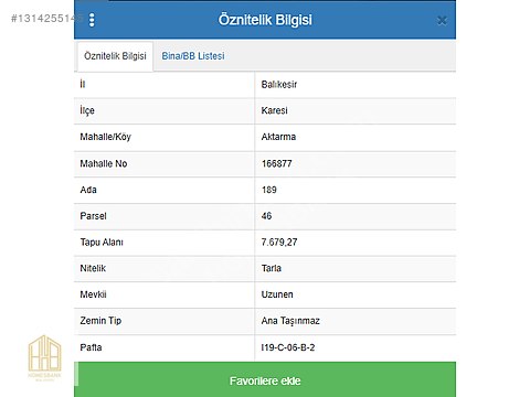 BALIKESİR KARESİ AKTARMA YENİ OSB ÇEVRESİNDE 7679 M2 ARAZİ