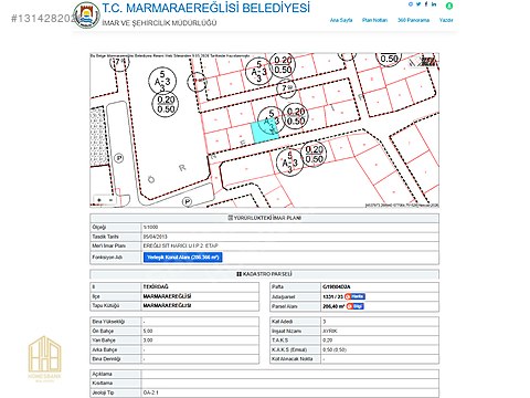 MARMARA EREĞLİSİ DEREAĞZI 286 M2 SATILIK VİLLA İMARLI ARSA